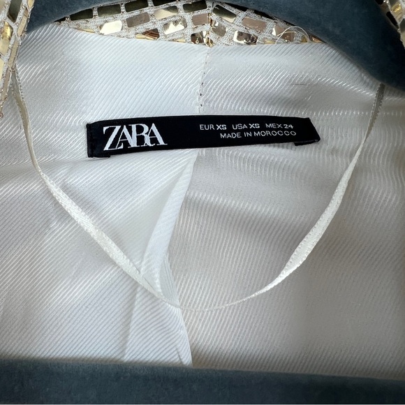 ZARA | Sequin Sparkly Gold Double Breasted Blazer Mini Dress New Years Event S - Picture 8 of 15